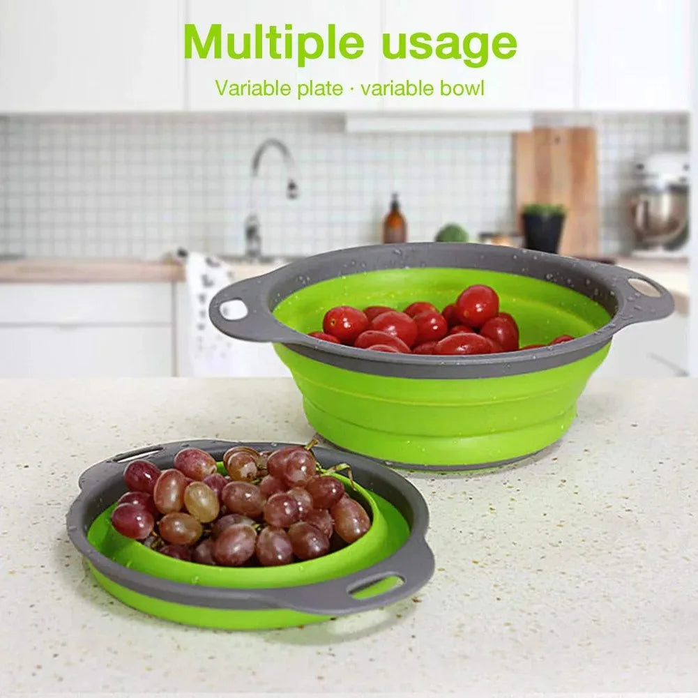 Silicone Folding Drain Basket Fruit Vegetable Washing Basket Foldable Strainer Colander Collapsible Drainer Kitchen Storage Tool Zpaxo