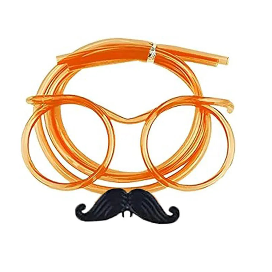 Glasses Funny Soft PVC Crazy Straws Beard Plastic Drinking Kids Party Zpaxo 8 pcs orange