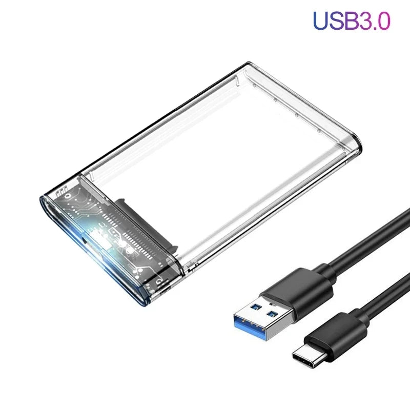 USB 3.1 Type C HDD Enclosure 2.5 Inch SATA SSD External Hard Drive Case With 5Gbps Transfer Speed Clear Harddisk Boxs Tool-Free Zpaxo