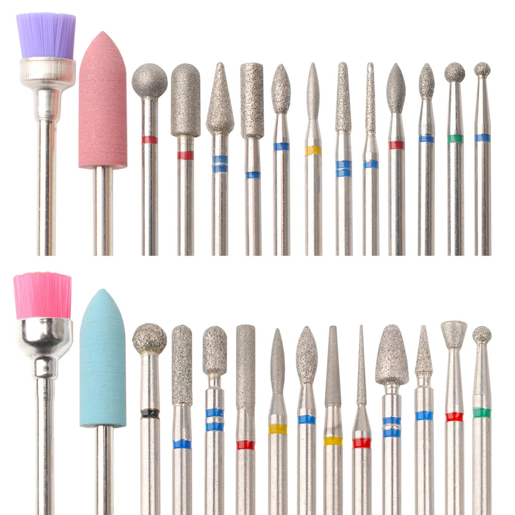 14pcs/set Nail Drill Machine Bit Nail Gel Removal Polishing Tools Pedicure Manicure Rotary Grinding Buffer Polisher Zpaxo