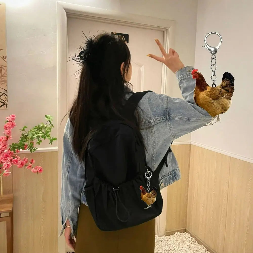 Hanging Accessory Rooster Chicken Acrylic Keychain Hen Acrylic Backpack Pendant Funny Creative Bag Hanging Couple Zpaxo