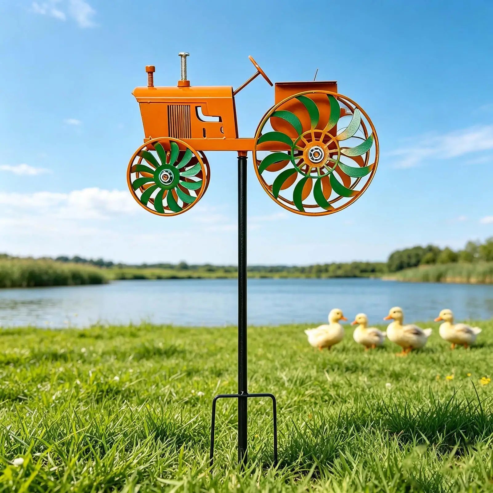 Wind Spinner Metal Tractor Rotating Wheels Outdoor Decor Spinners
