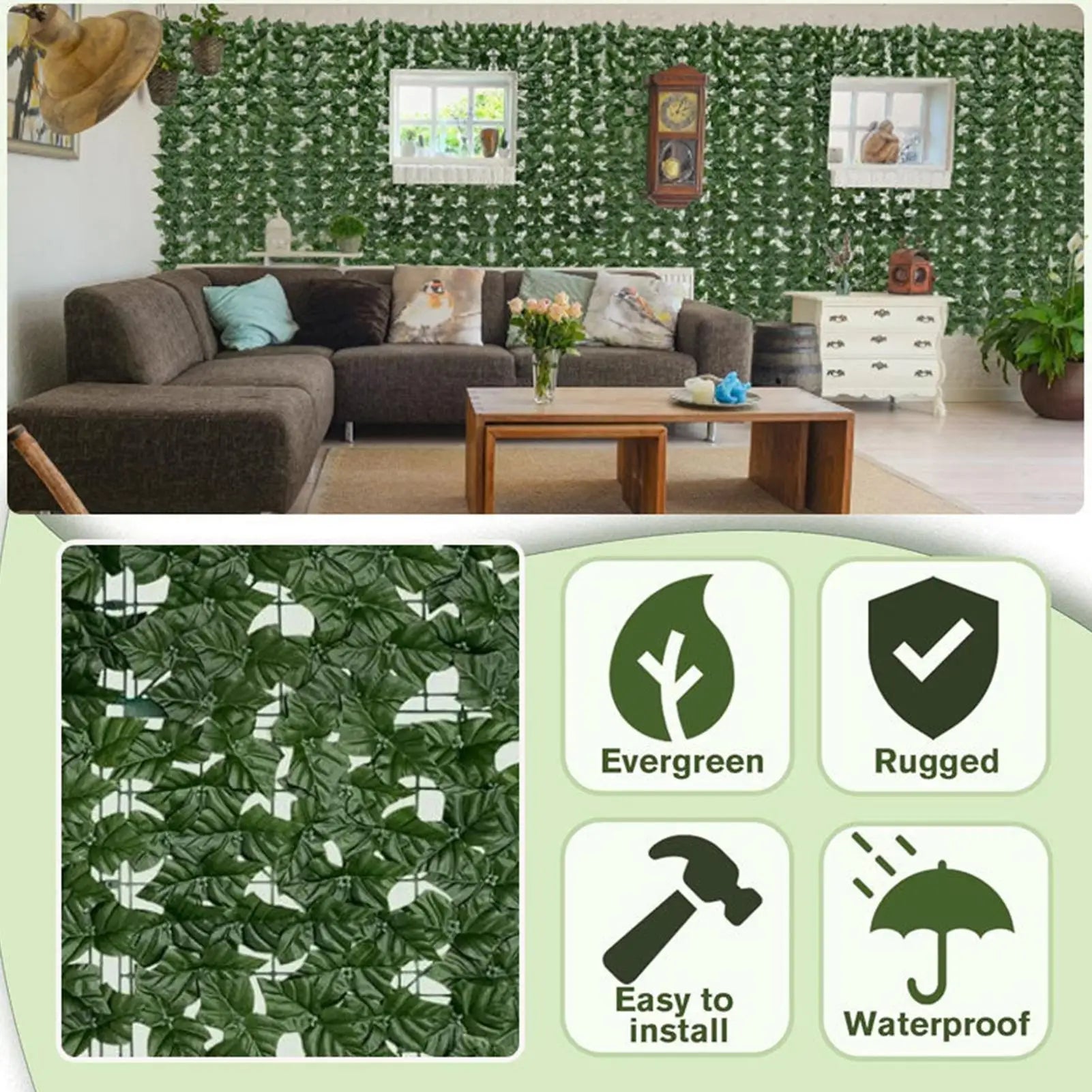 Outdoor Privacy Screen Realistic Decorative 19x118 Inch Artificial