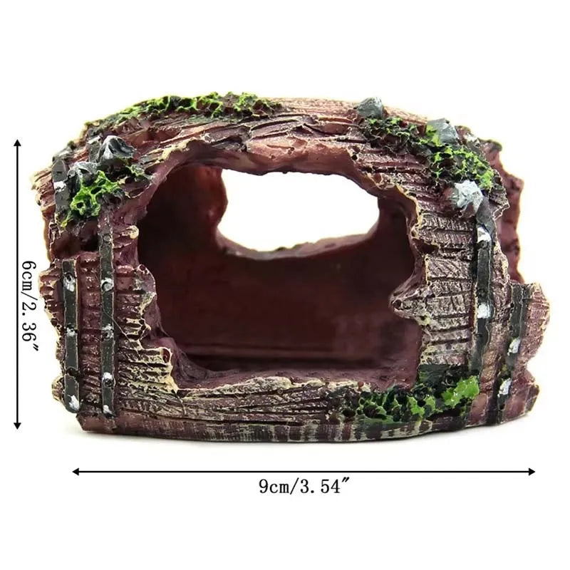 Aquarium Barrel Cave Resin Ornament – Fish Tank Decoration Aquarium Cave Ornament Zpaxo black