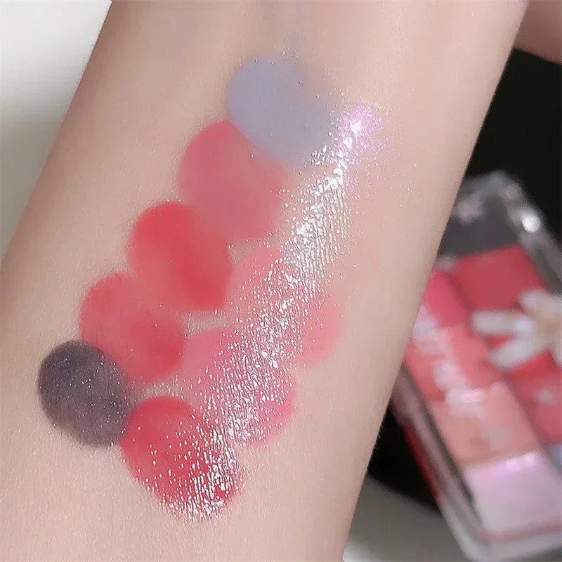 10-Color Jelly Lip Gloss Plate Moisturizing Pigmented Lip Glaze Palette Water Glossy Mirror Lip Balm Sexy Plump Makeup Palette Zpaxo
