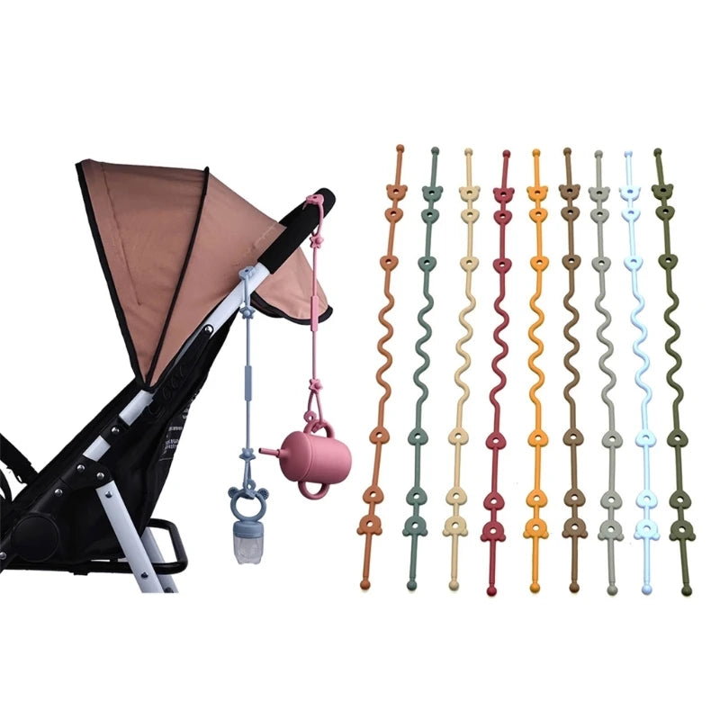 Baby Pacifier Chain with Silicone Holder Silicone Pacifier Clip Safety Straps Stroller & Highchair Accessories Durable X90C Zpaxo