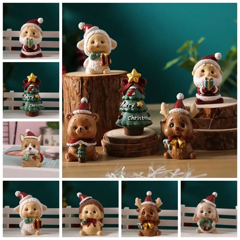 Santa Claus Snowman Landscape Ornaments Resin Miniatures Animal Zpaxo