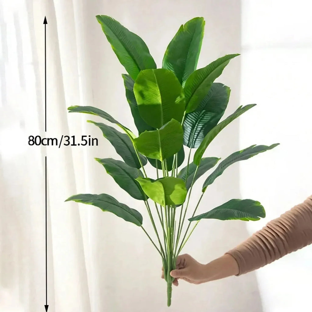 Artificial Plants Large Tropical Palm Tree Fake Banana Plants Leaves Real Touch Plastic Monstera Simulated Plant for Home Zpaxo 1pcs no plant pot 12 leaves