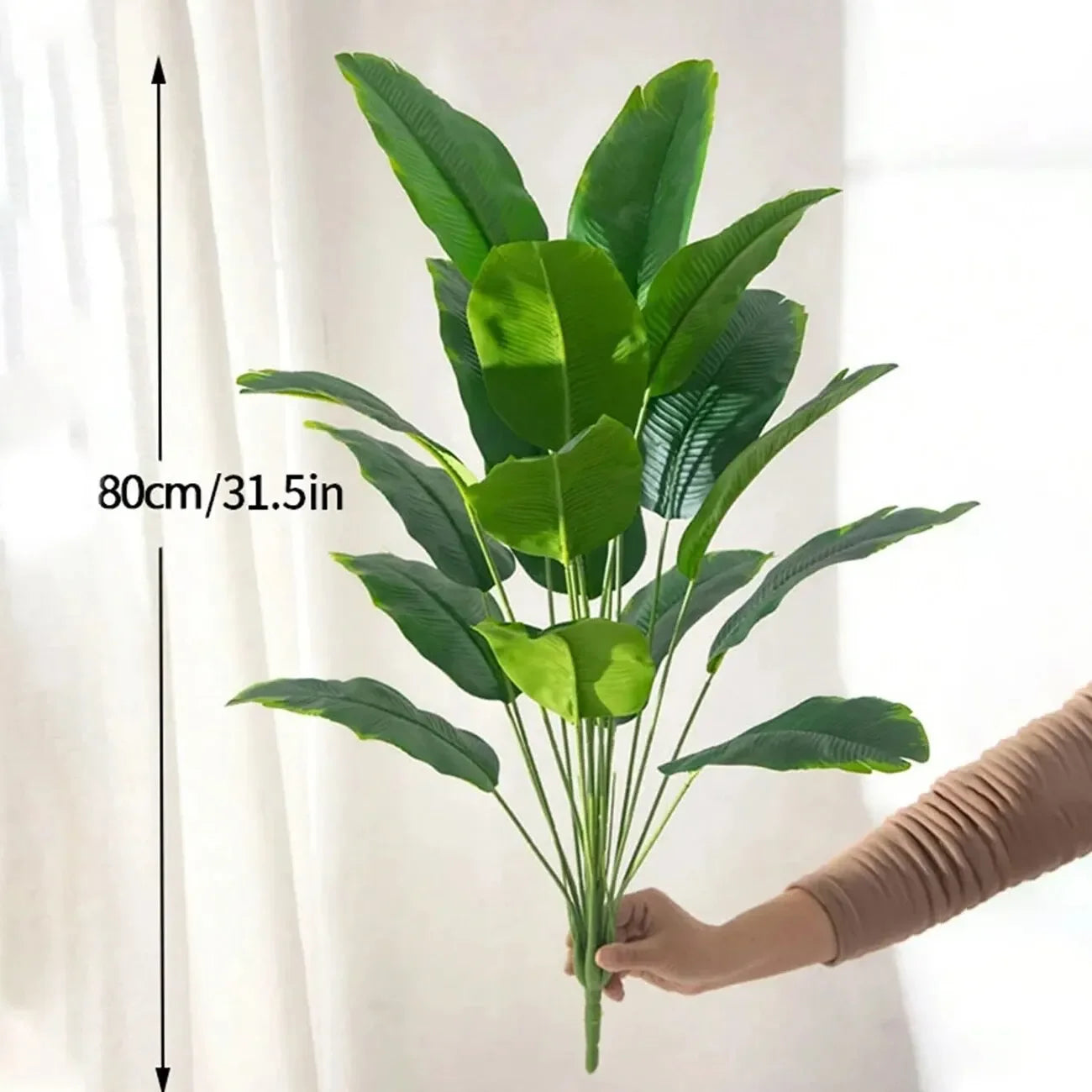 Artificial Plants Large Tropical Palm Tree Fake Banana Plants Leaves Real Touch Plastic Monstera Simulated Plant for Home Zpaxo 1pcs no plant pot 12 leaves