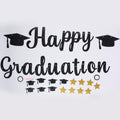 Black Gold Glitter Happy Graduation Banner Set Grad Caps Graduation Decoration for Class Grad Party Decor Zpaxo J2507140-B
