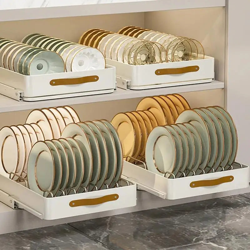 Sliding Dish Rack Kitchenware Storage Shelf Kitchen Drying Cabinets