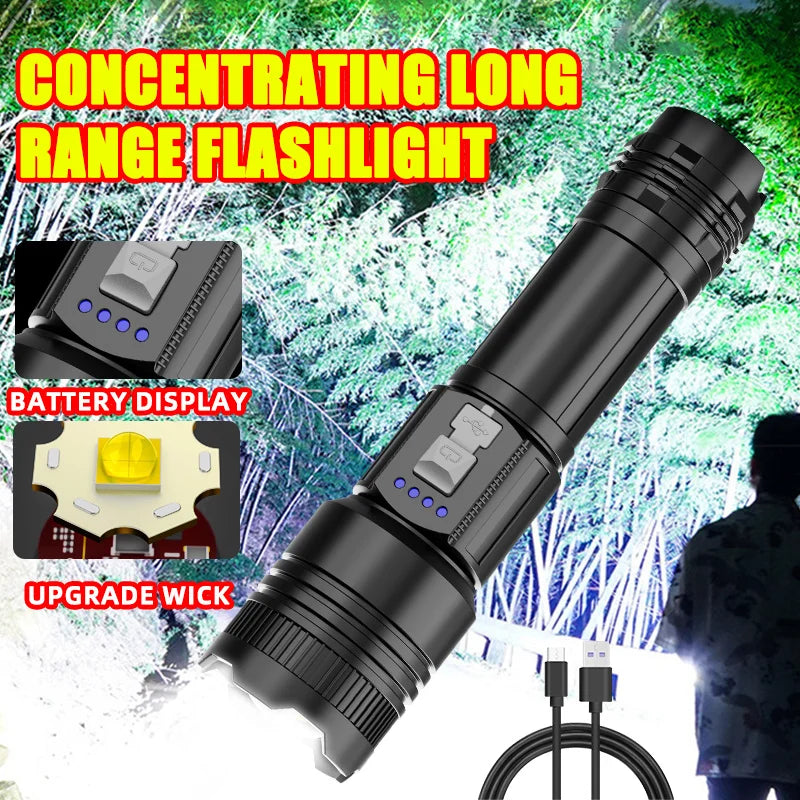Strong Ultra Bright Long-range Flashlight Adjustable Zoom Multiple