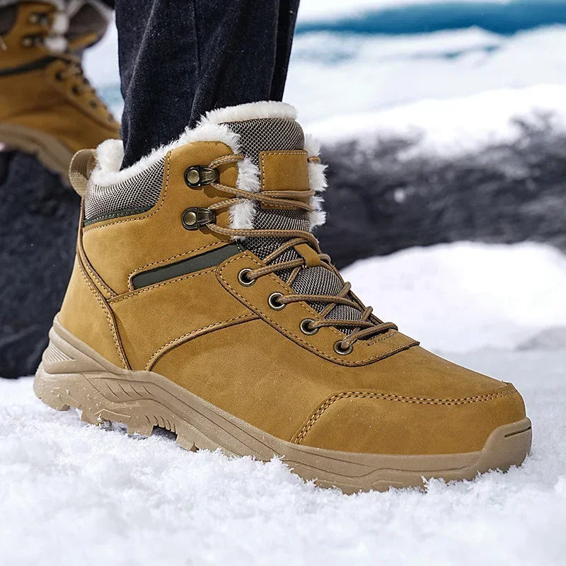 Men Boots 2024 Winter Slippers Warm Shoes Waterproof Non-slip Plush