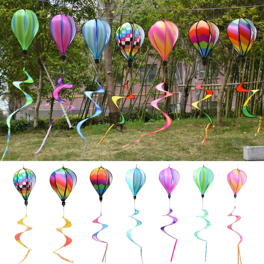 Air Balloon Wind Spinner Rainbow Hanging Twister Outdoor Windmill