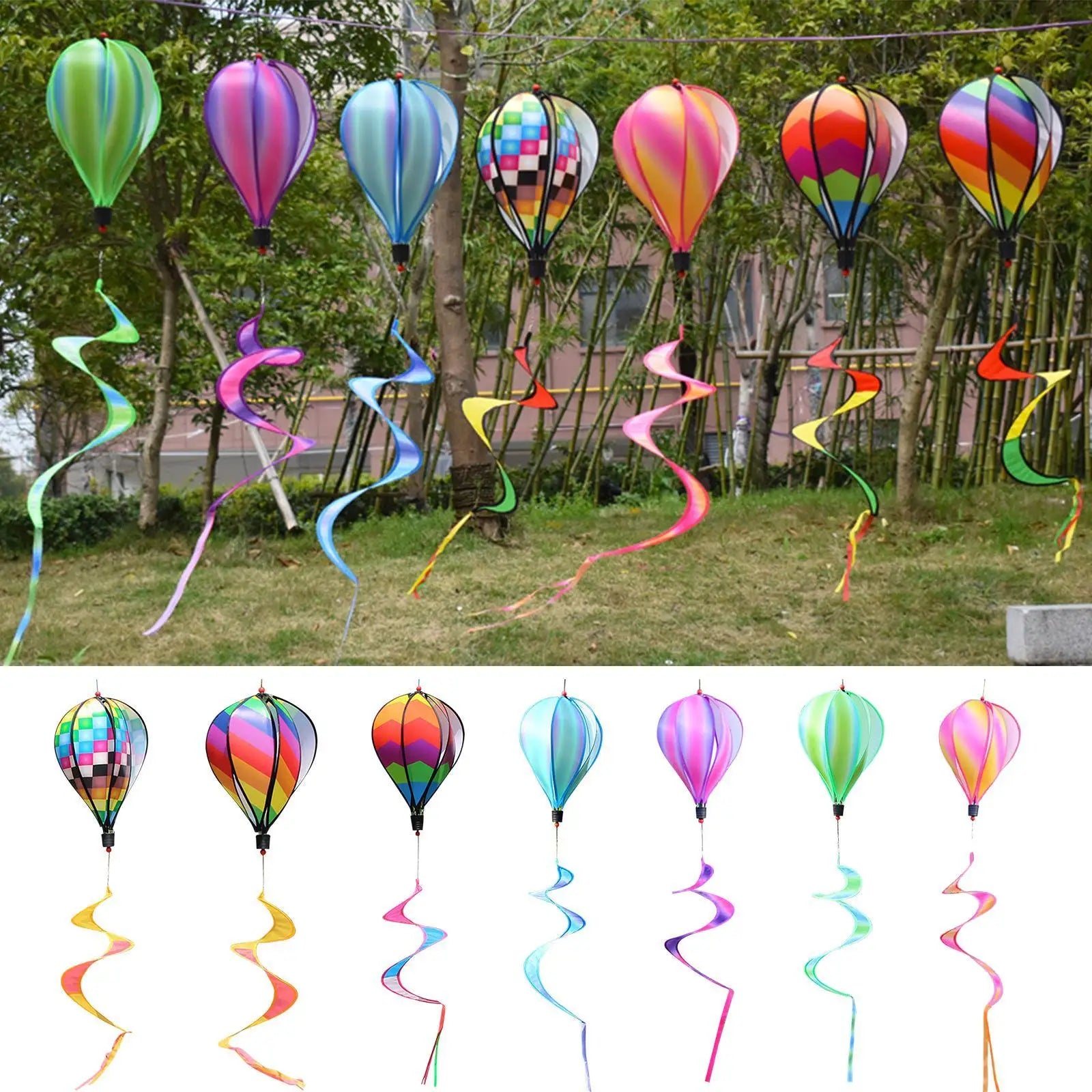 Air Balloon Wind Spinner Rainbow Hanging Twister Outdoor Windmill