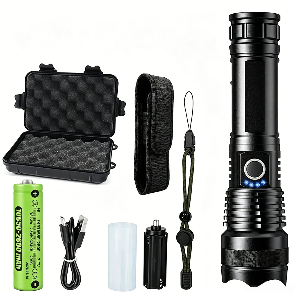 90000LM Power XHP50 Led Flashlight Rechargeable Torch Zoom Usb Hand Zpaxo 18650 with box