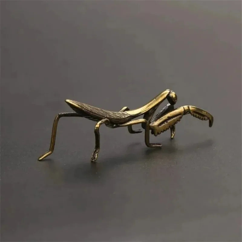 Copper Mantis Miniature Figurine – Vintage Tea Pet & Pot Decor Miniature Figurine Zpaxo