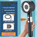 Black High Pressure Shower Head Rainfall 3 Modes Adjustable Boost Filter Holder One Click Water Stop Bathroom Accessories Zpaxo style9