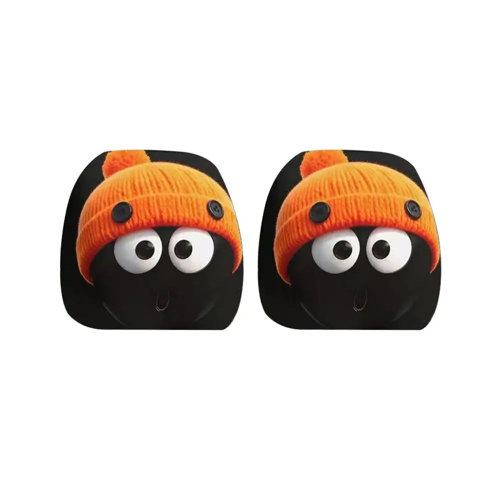 Funny Face Expressions Protector Funny Slanted Eyes Cartoon Print Car Headrest Cover And Cool Decoration Cartoon Face Elastic Zpaxo C