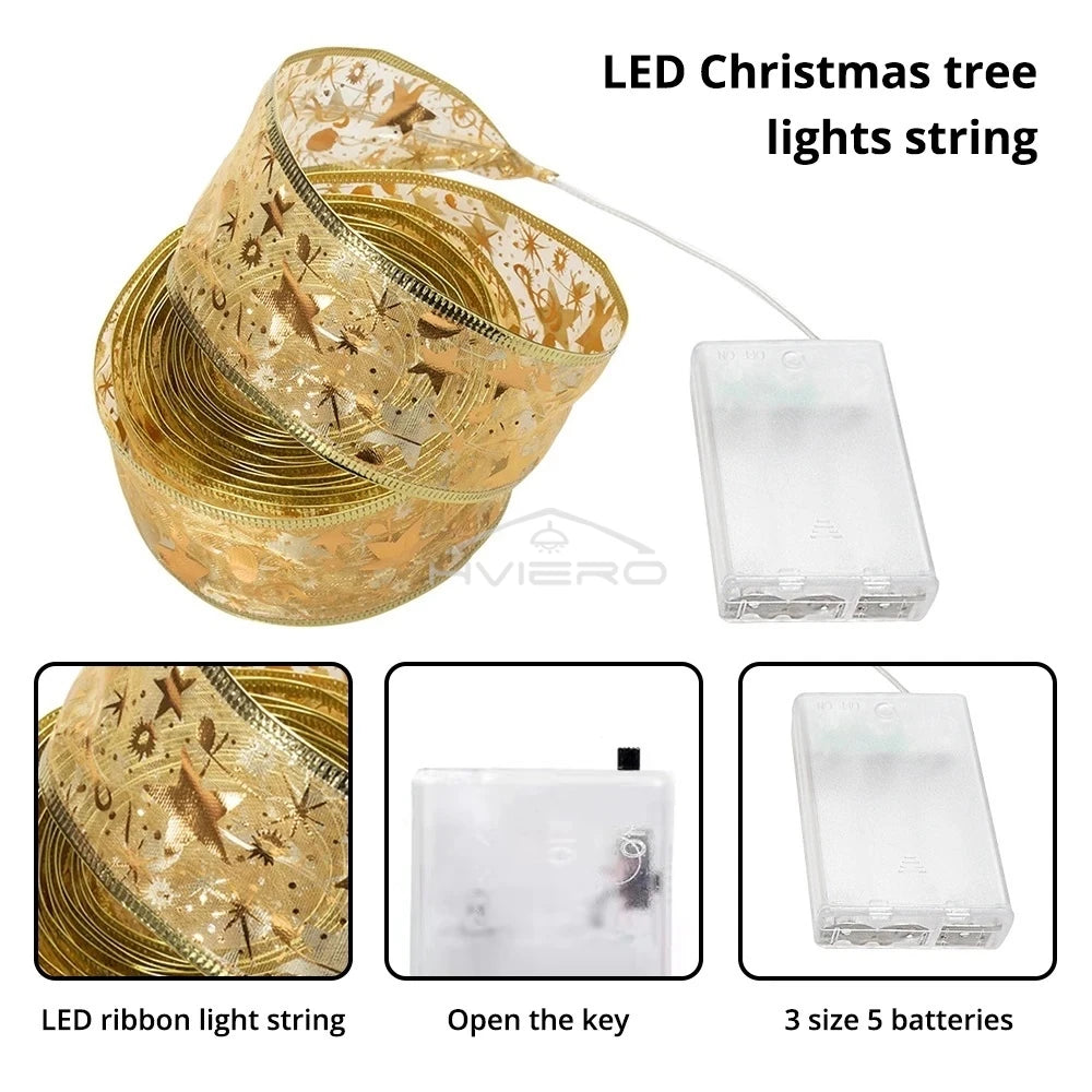 Warm White LED Ribbon Fairy String Lights – Gold Christmas Décor LED Fairy String Lights Zpaxo