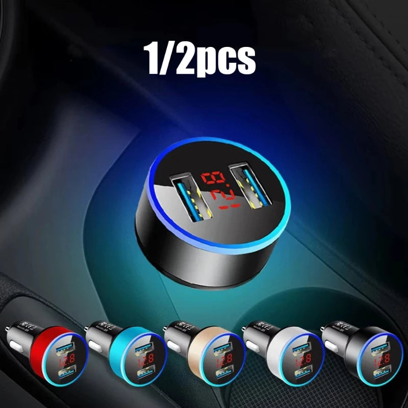 Dual USB Car Charger 3.1A Fast Charge & LED Voltmeter