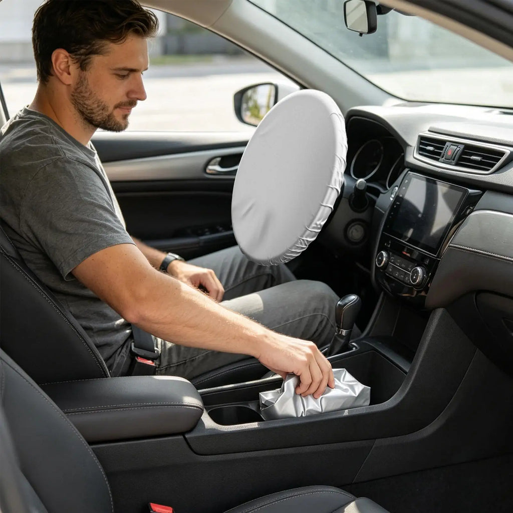 Car Steering Wheel Sun Shade Cover Silver Coated UV Shield Universal
