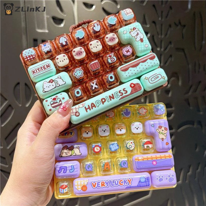 ▶1Pcs Cute 26 Keys Fidget Button Toy, Stress Relief Toy Kids Bag Hanging Pendant Decor Ornament Zpaxo