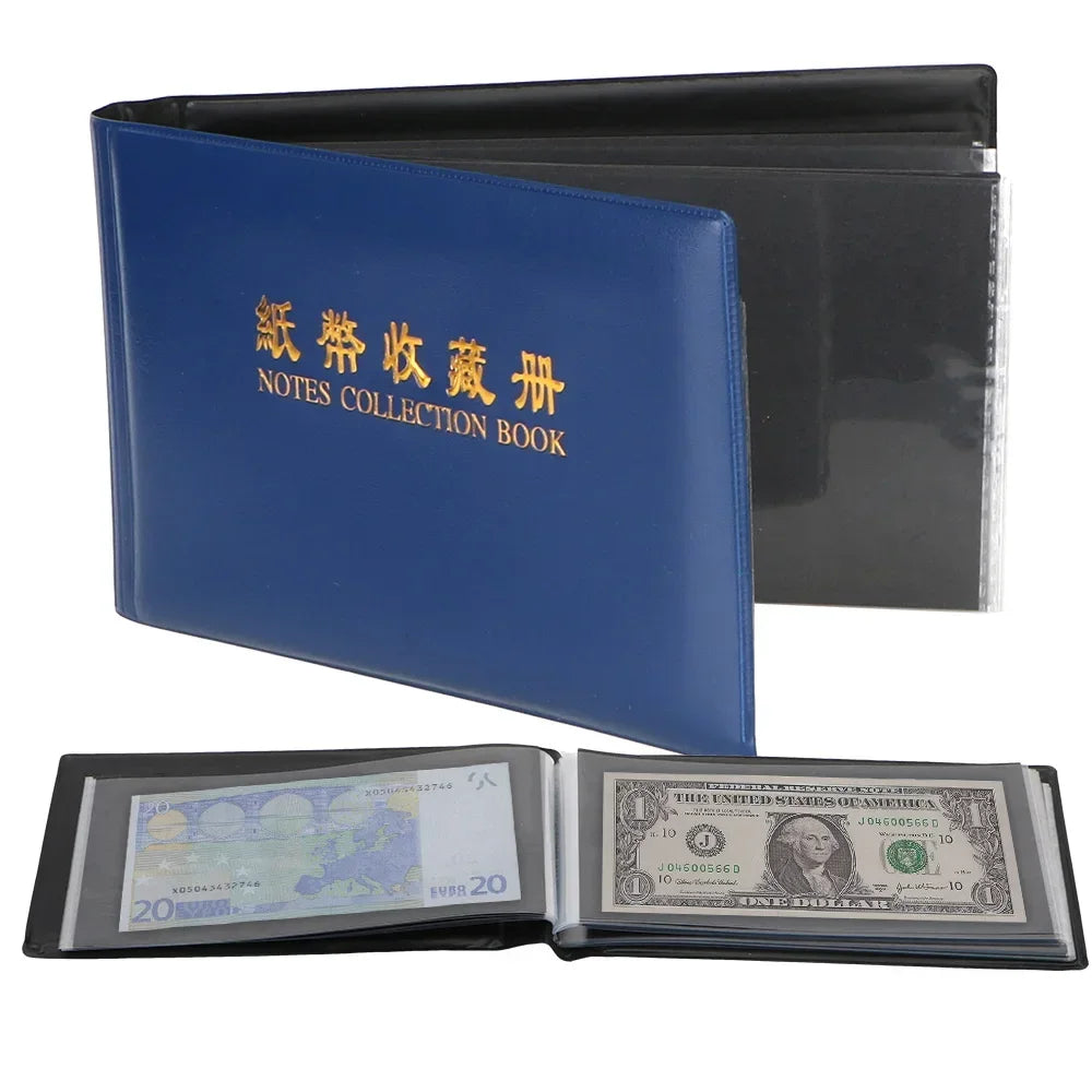 20 Pages Paper Money Collection Album Collection Pockets Loose Leaf Sheet Creative Money Banknote Protective Bag for Collector Zpaxo