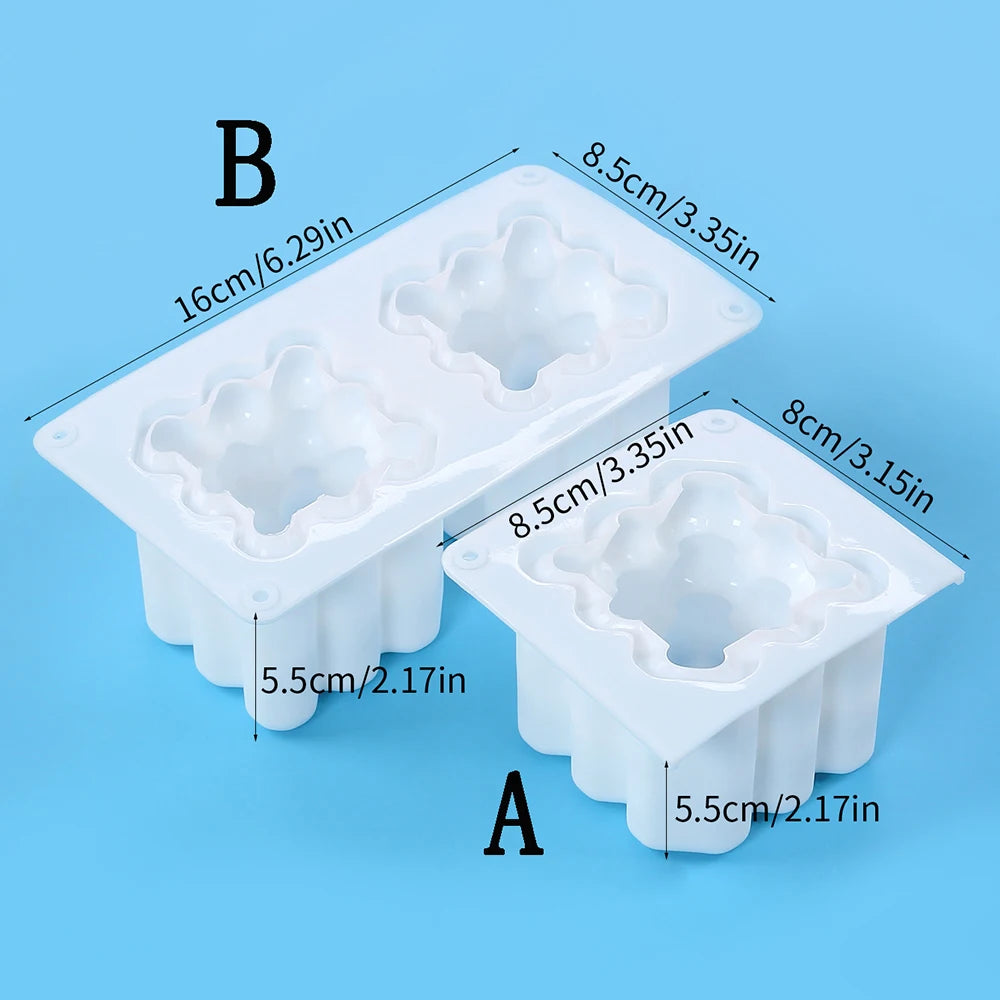 3D Heart Bubble Cube Candle Silicone Mold for Valentine's Day DIY Handmade Soap Aromatherapy Wax Chocolate Mousse Cake Making Zpaxo