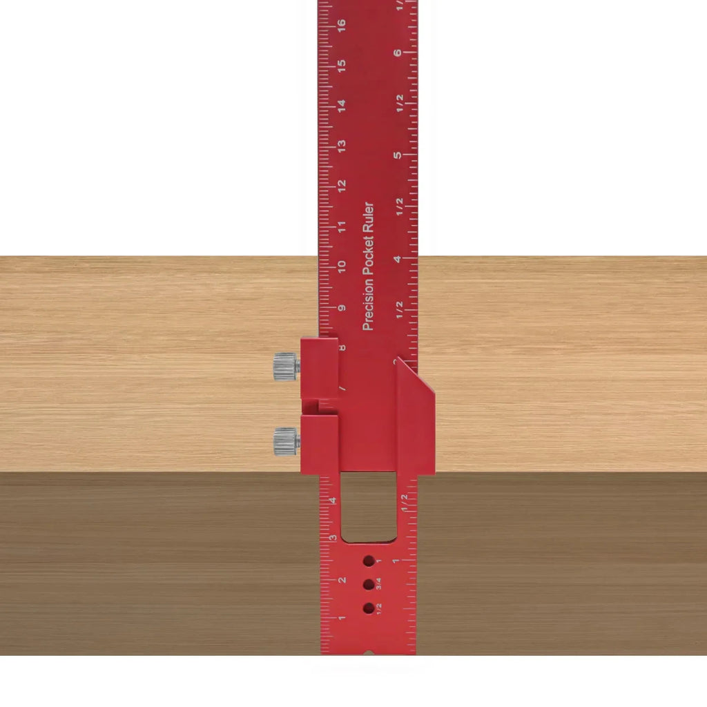 Precision T Type Pocket Ruler Inch Metric Measuring Tool with Slide Stop for Carpentry Marking Zpaxo