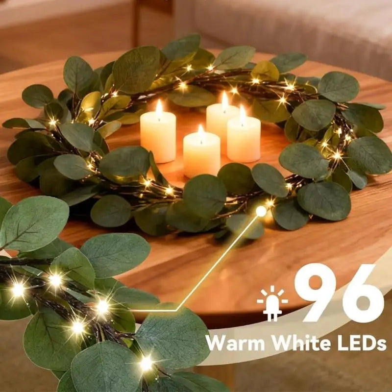 6 Foot LED Illuminated Artificial Eucalyptuses Garlands No Assembly