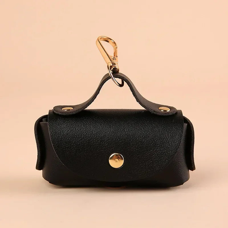 Stylish Pet Bag Holder Faux Leather Pet Poop Bag Holder with Dispenser for Dog Bags Portable Dog Poop Bag Organizer Supplies Pet Zpaxo black
