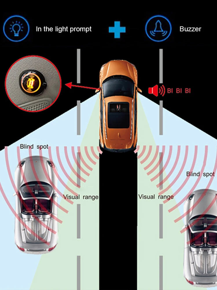 Car Blind Spot Detection 12V BSD Warning Light Assist Lane Changing