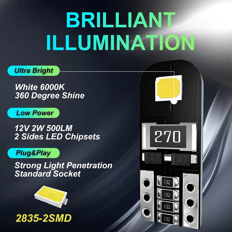 10Pcs W5W T10 LED Canbus No Error Bulb Car Interior Light 194 LED Signal Lamp For Car Light Reading Light Signal Lamp Zpaxo