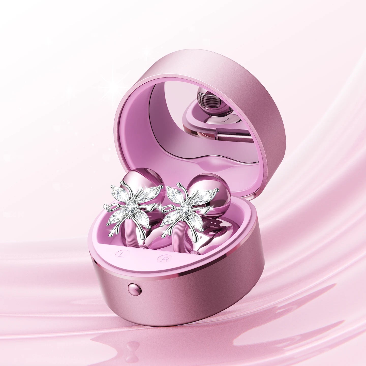Clip-on Open Ear Earbuds Detachable Butterfly Earrings Wireless Zpaxo Pink China Mainland