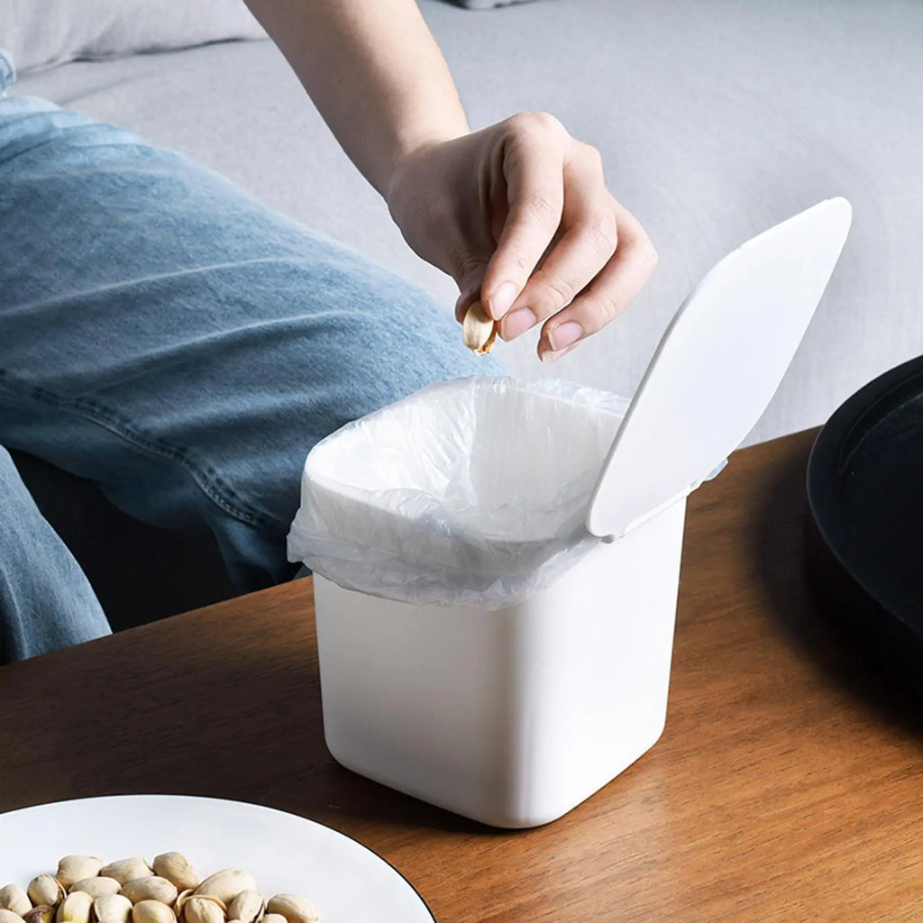 Mini Desktop Trash Can with Lid – Small Desk Waste Bin Desktop Trash Can Zpaxo