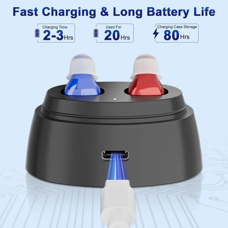 Rechargeable Hearing Amplifiers Earbuds Intelligent Noise Reduction