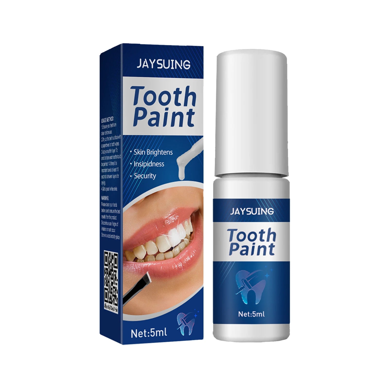 Instant Teeth Whitening Paint 5ml Remove Stains and Yellow Teeth Fast Acting Smile Brightener No Sensitivity Vegan Formula Zpaxo 1PC