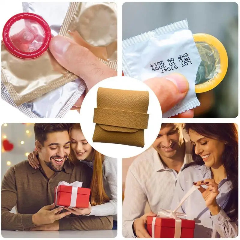 Secret Condom Storage Bag Portable Travel Privacy PU Leather Case 3-4