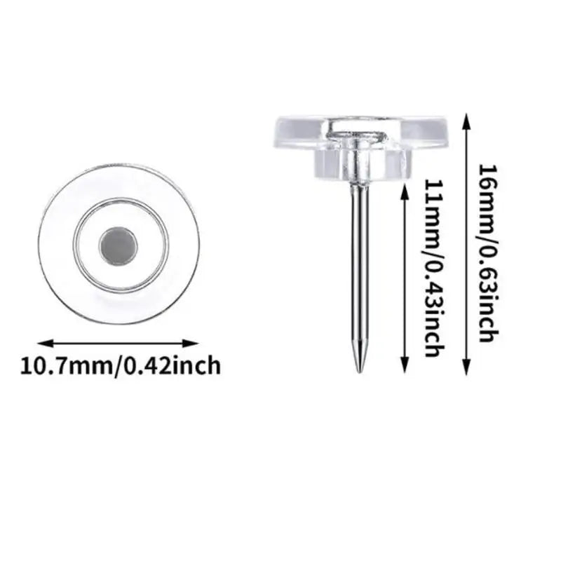 50Pcs Transparent Map Pins Multi-purpsoe Flat Round Pushpins Decor Thumb Tacks Zpaxo
