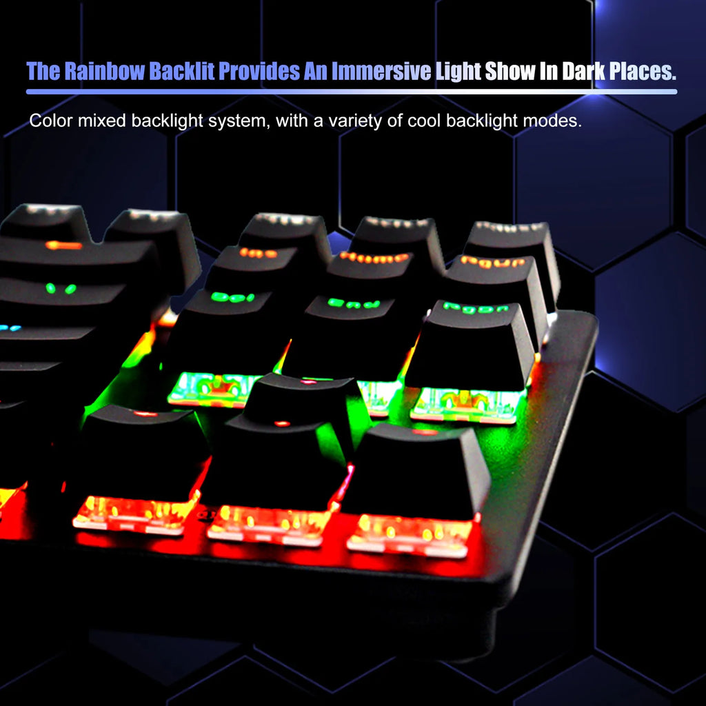 Wired 87-Key Mechanical Gaming Keyboard Rainbow Backlit Keyboard For Windows PC Laptop for Game and Office Zpaxo