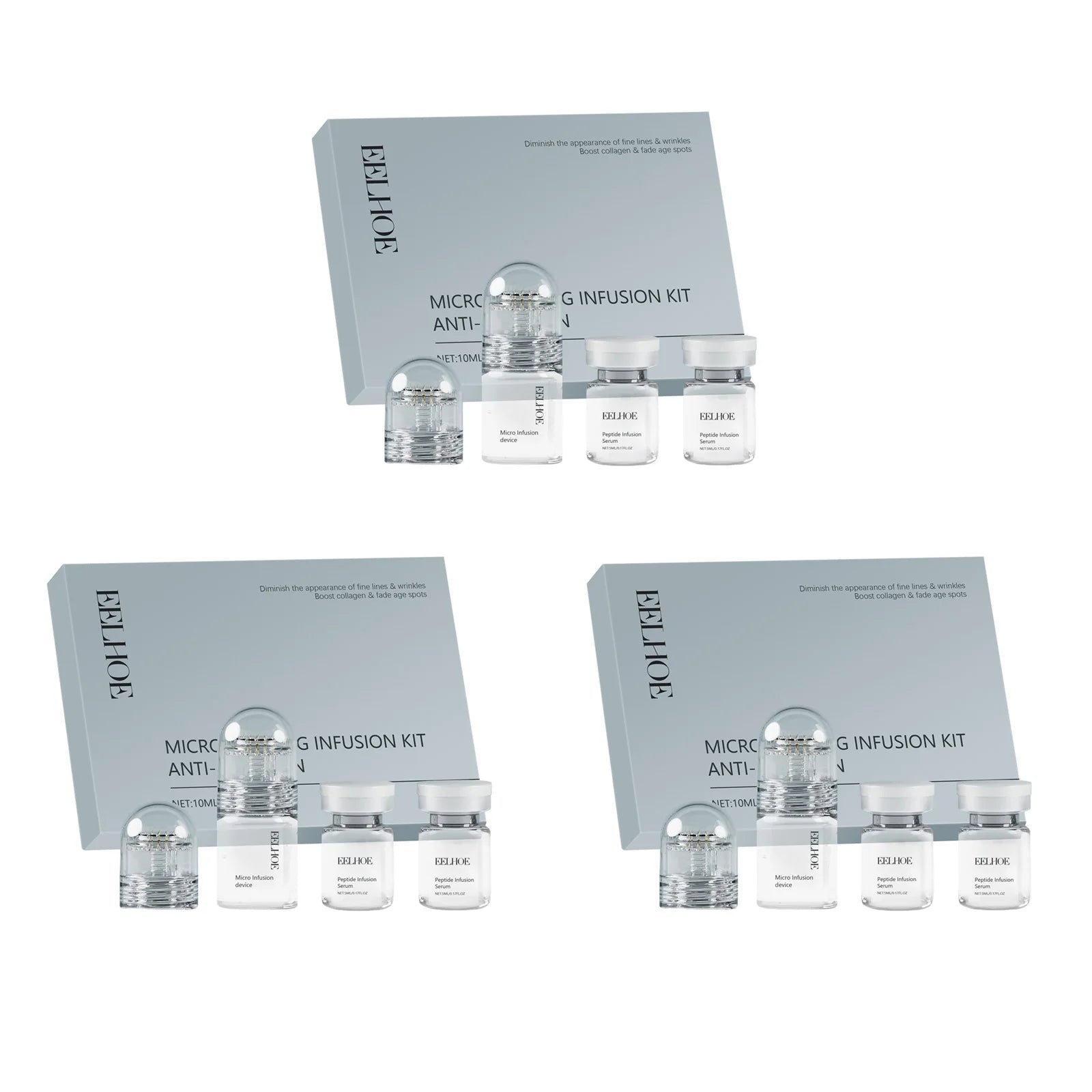 Eelhoe Hyaluronic Acid Microneedling Facial Serum Kit – Firming Facial Serum Kit Zpaxo 3 Sets