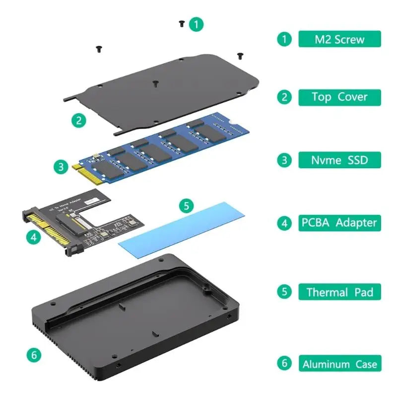 652F Computer Adapter Case Heat Dissipation U 2 SFF8639 NVME Zpaxo