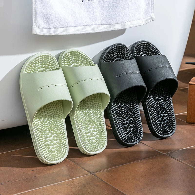 Summer Slippers Men PVC Massage Soft Non-slip Solid Comfortable
