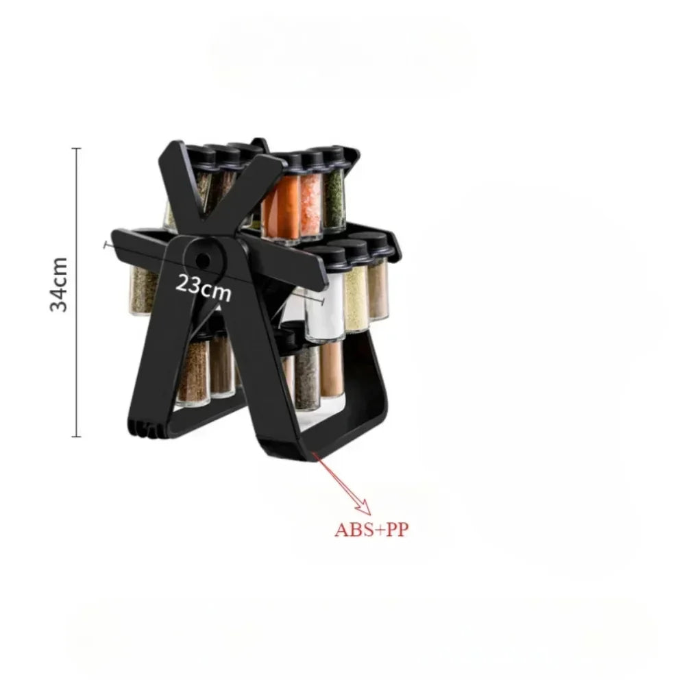 Household Rotating Storage Rack Rotating Glass Spice Rack Set Kitchen Storage Rack Spice Storage Rack Seasoning Storage Rack Zpaxo