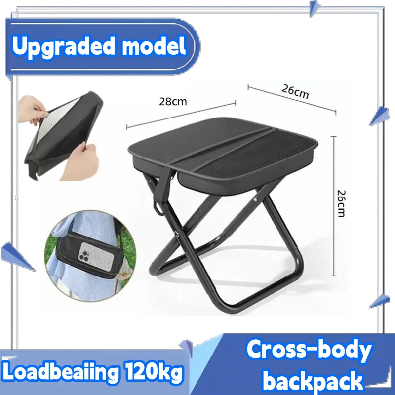 Portable Folding Stool for Adults, Black Lightweight Camping Seat, Compact Design for Fishing, Hiking, Gardening, Beach Activiti Zpaxo 2PCS-Upgraded model