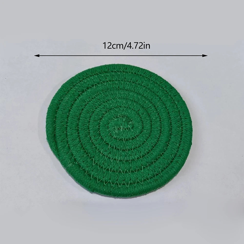 1PC Cotton Thread Cup Mat 12cm Round Coaster Knitting Table Mat Pot Holder Coffee Drink Tea Cup Woven Anti-Scalding Mat Zpaxo K