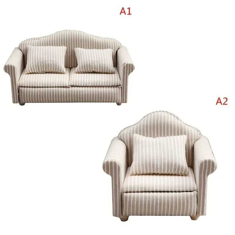 1 12 Mini Furniture Sofa DIY Decoration Doll House Living Room White