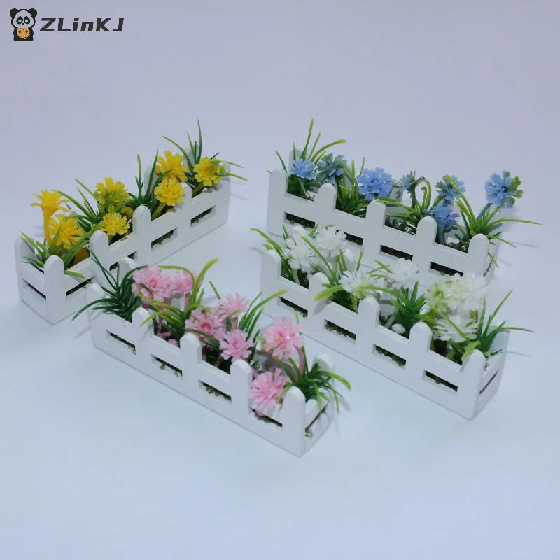 ▶1/12 Dollhouse Simulation Flower Potted Model Mini Garden Decoration Dolls House Micro Landscape Ornament Zpaxo