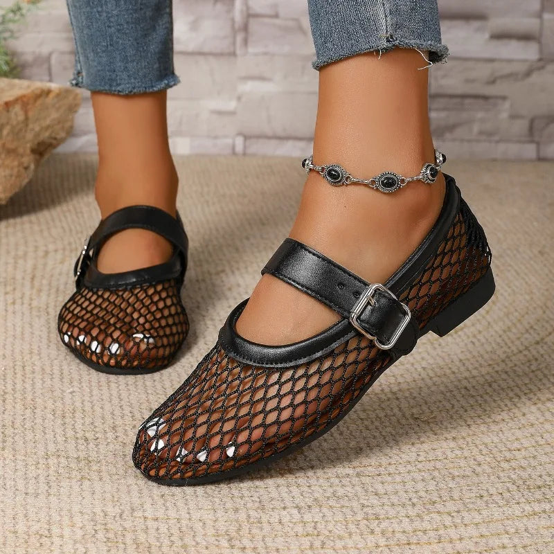 Summer Women Sandals Outdoor Mary Jane Flat Shoes 2025 Mesh Zpaxo